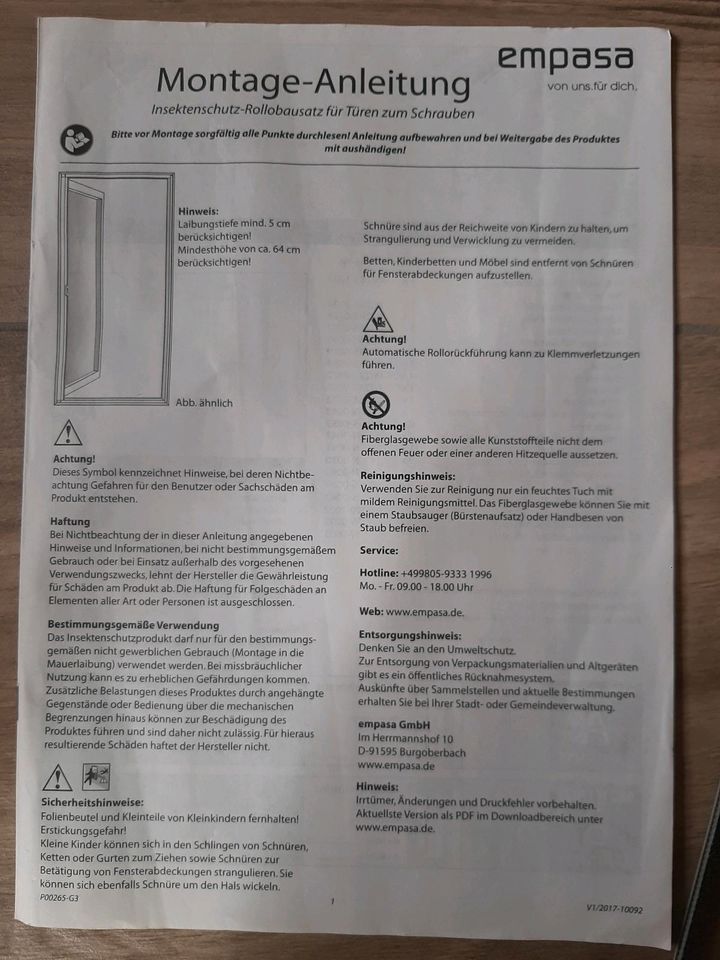 Alu Insektenschutzrollo Tür 120 x 220 empasa in Xanten