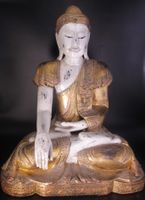 Alte Buddha Figur 56cm Burma Shakyamuni detailreiche Holzskulptur Bayern - Schrobenhausen Vorschau