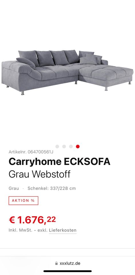 Xxxlutz Couch Carry Grau 3,37m x 2,28m Sofa Wohnlandschaft Top in Würzburg