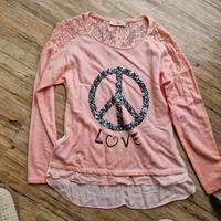 Shirt Tredy Apricot Peace glitzer spitze strass 38 Hessen - Oberzent Vorschau