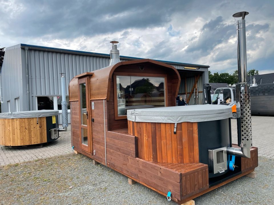 Gartensauna Badefass Thermoholz LUX Wellness Kombi Fasssauna in Stuhr