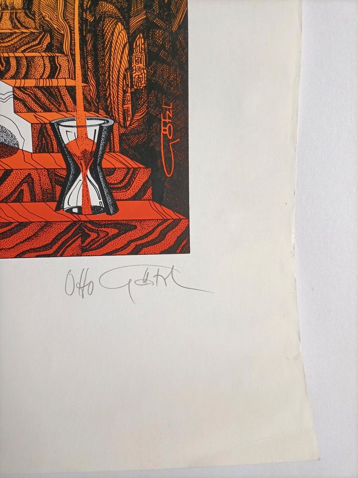 Plakat 1976, farbig, Surrealismus , signiert Otto Götzl in Worpswede