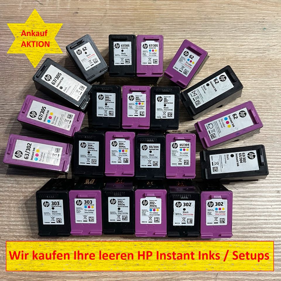 Ankauf Ihrer leeren, vollen HP und Canon 540 541 545 546 560 561 575 576 510 511 512 513 40 41 37 38 50 51 leere, volle überlagerte Druckerpatronen Tintenpatronen Toner + HP 62 301 302 303 304 305 in Berlin