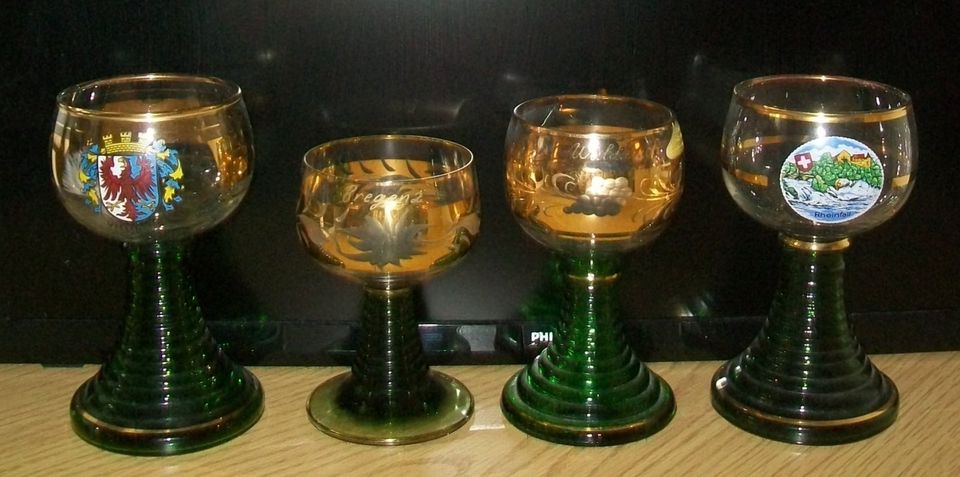 4er Römer mit Echt-Gold - handgeschliffen – Weinglas – Sammelglas in Coswig
