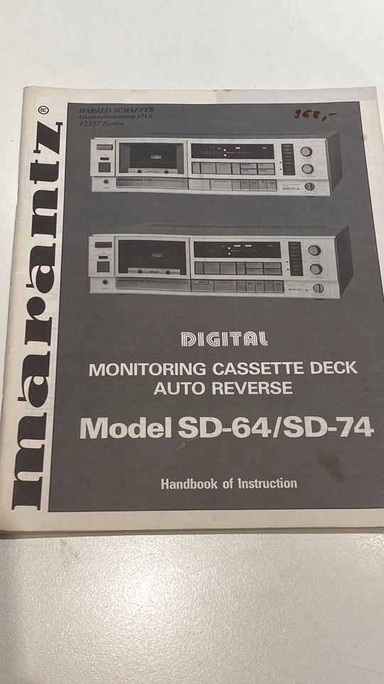 Vintage Marantz SD 64 Kassettendeck SD-64 Erstbesitz in Berlin