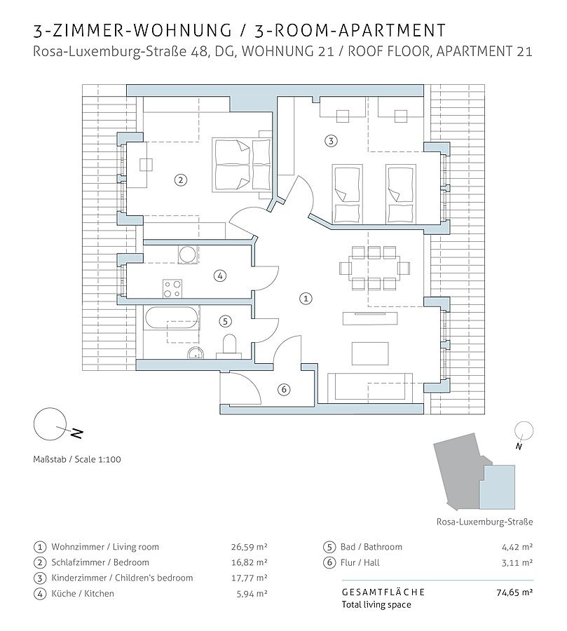 Bezugsfreie, schön geschnittene Dachgeschosswohnung mit Wannenbad in zentraler Lage in Leipzig