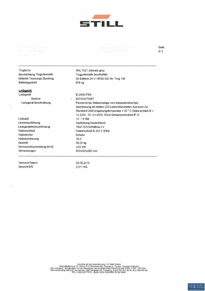 Still RX 50-15 E-Stapler Dreirad Gabelstapler Top Zustand 2019 in Seevetal