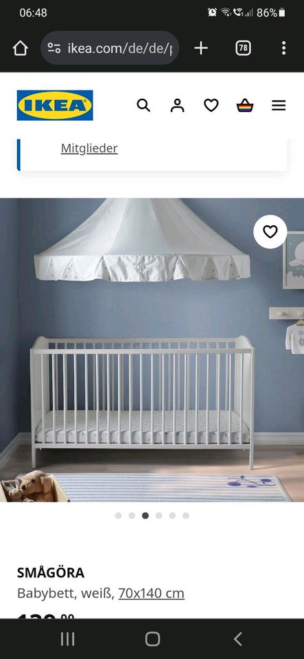 Schönes weißes Babybett Kinderbett Ikea Smagöra 140×70 in Hamburg