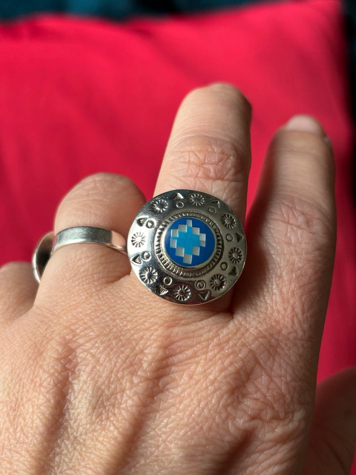 925 Silber Ring Zuni Navajo Indianer Vintage Schmuck Türkis in Stuttgart