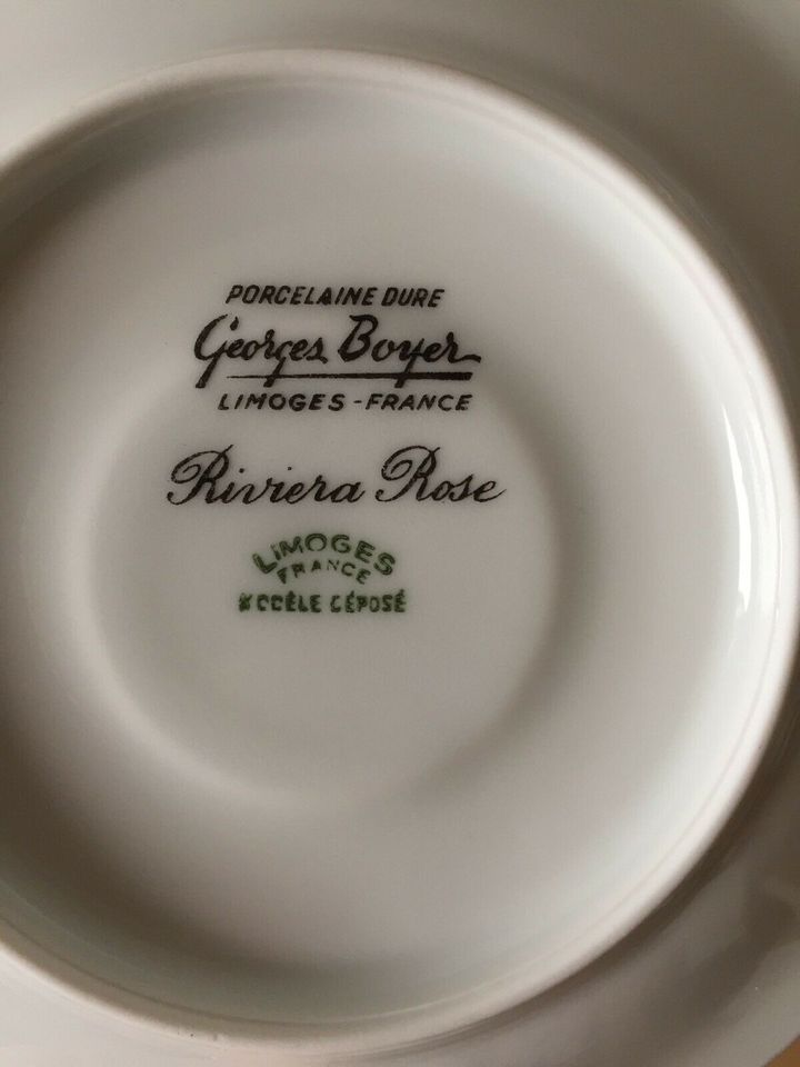 Seltenes zartes Limoges Georges Boyer Rivera Rose Kaffee Mokka in Herne