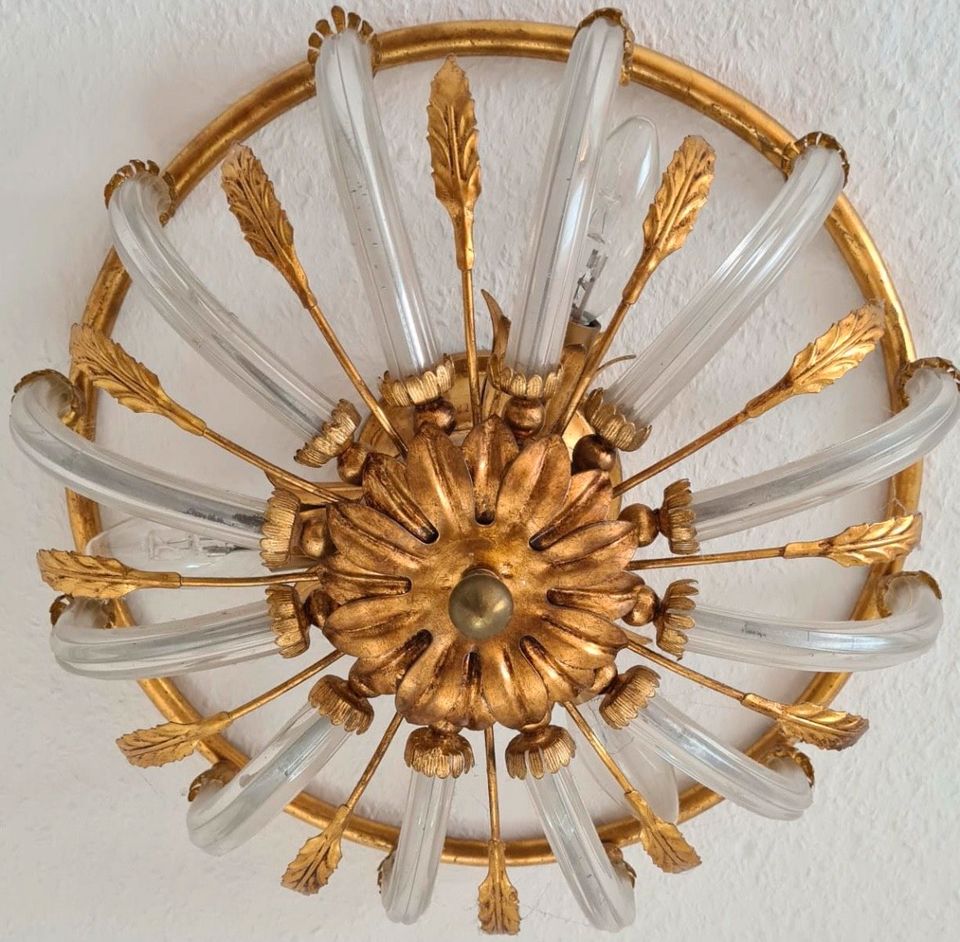 Antik Mid-Century Deckenlampe Lampe Blattgold Hollywood Regency in Hagen