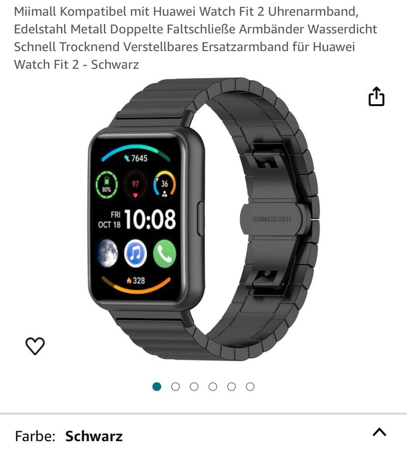 Huawei Watch Fit 2 Uhrenarmband NEU schwarz in Kirchhain