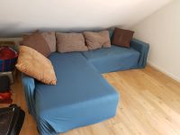 Couch braun mit petrolblauem Überzug zu verschenken Kr. München - Garching b München Vorschau