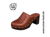 3210 unisex-heels; retro-clogs in gr. 38; echtholz, echtleder! Hessen - Limeshain Vorschau