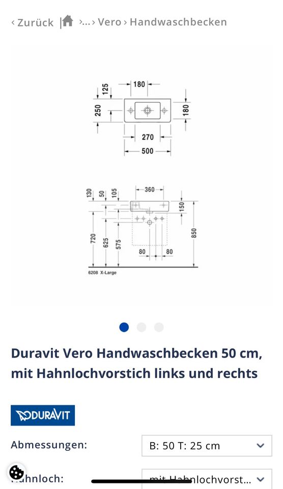 Handwaschbecken Duravit Vero wie neu Waschbecken zwei Hahnlöcher in Stuttgart