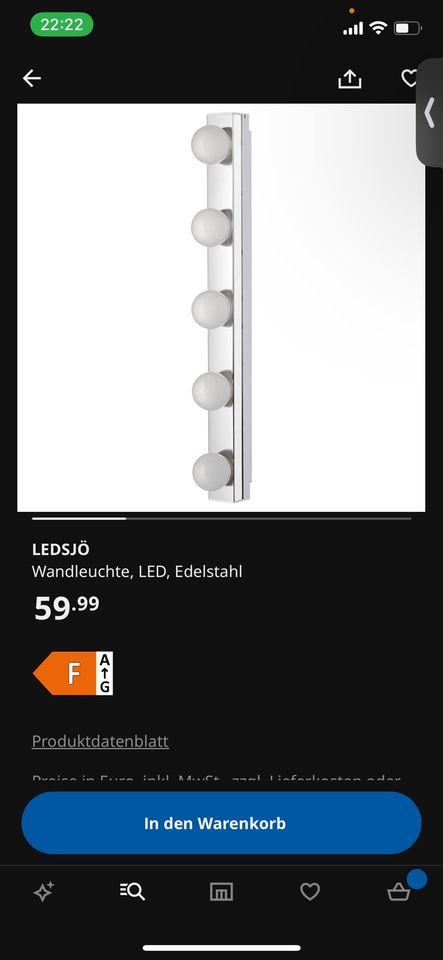Ikea Spiegel Nissedal mit 2x Ikea Ledsjö Leuchten in Obertraubling