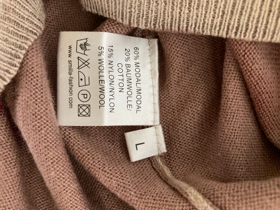 Roséfarbene beige Strickjacke aus Baumwolle, Modal  und Wolle in Gilching