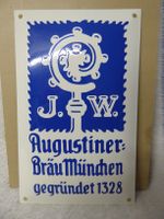 J.W. Augustiner Bräu München Emailschild - Bier Brauerei Reklame Bayern - Schrobenhausen Vorschau