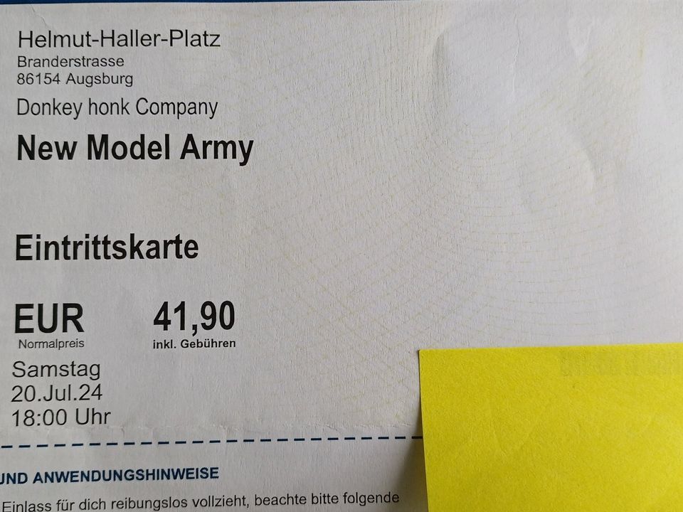 2 x Konzertkarten New Model Army, Augsburg 20.7.2024 in Heßheim