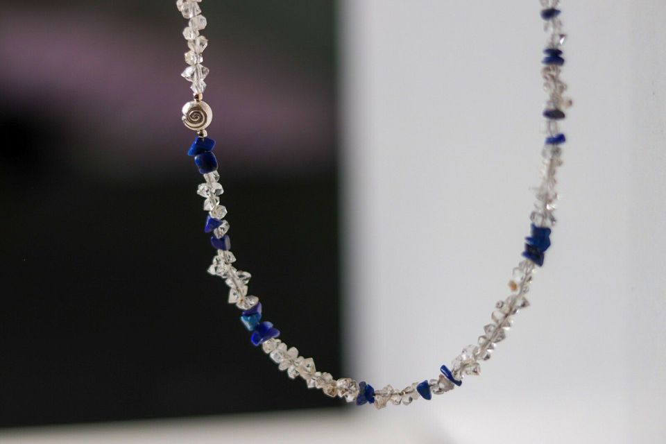 Kette Herkimer Diamanten Lapislazuli Bergkristall NEU Handarbeit in Vörstetten