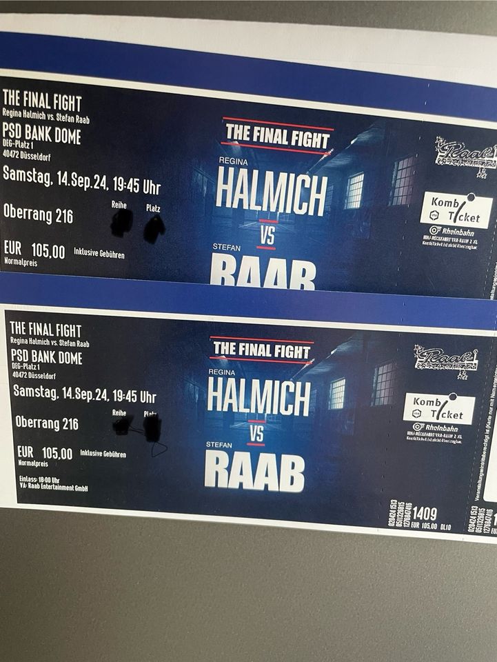 2x Raab vs Halmich Oberrang 216 Tickets Nebeneinander in Saarbrücken