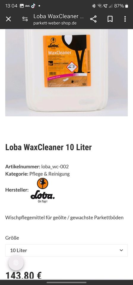 Loba Wax Cleaner 10 Liter in Unna