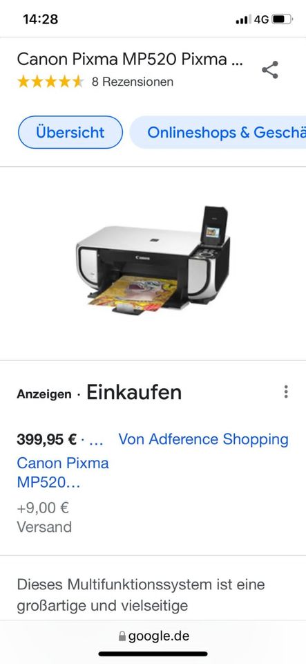 Drucker Multisystem Canon Pixima MP520 in Möhnesee