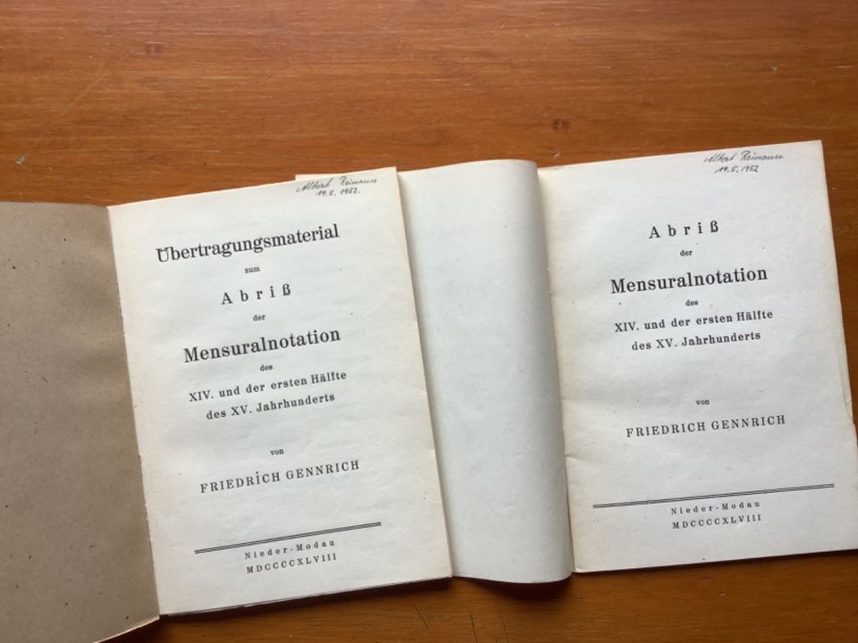 Friedrich Gennrich: Abriß der Mensuralnotation des XIV. Jahrh. in Hannover