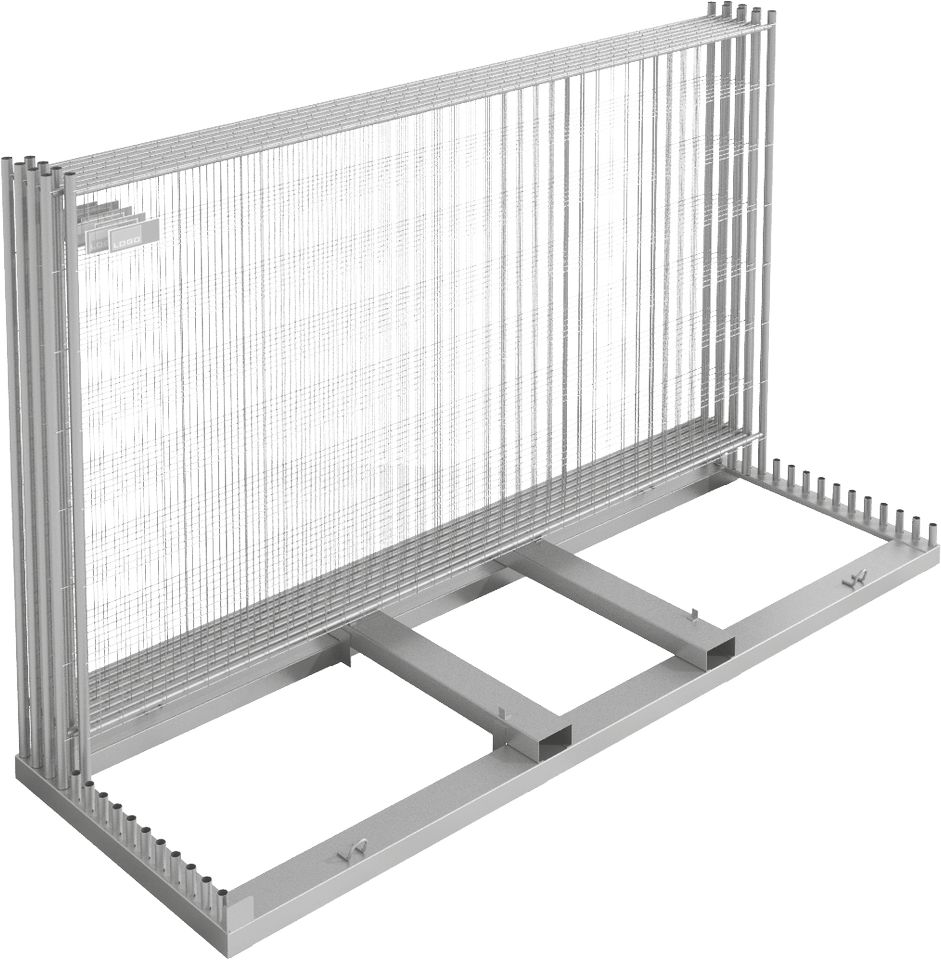 Bauheld24 - Bauzaun-Transportgestell 30er - 3,50m - Transportpalette, Bauzaunpalette, Gestell, Lager, mobil in Eschenburg