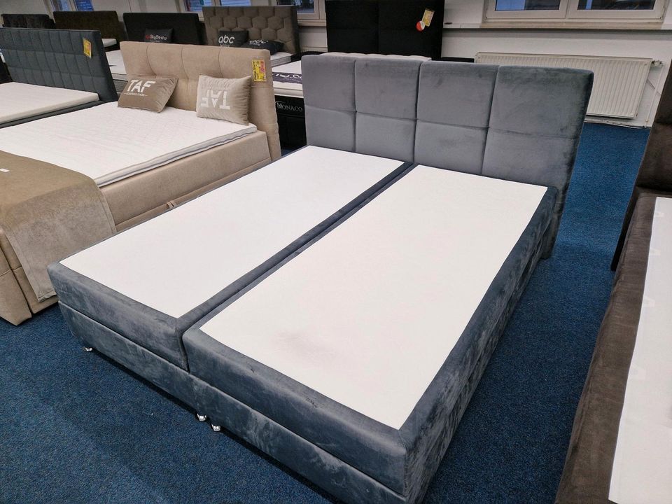 Bett Boxspringbett 180x200 cm Samt Grau  Bettkasten Möbel wurm in Osnabrück