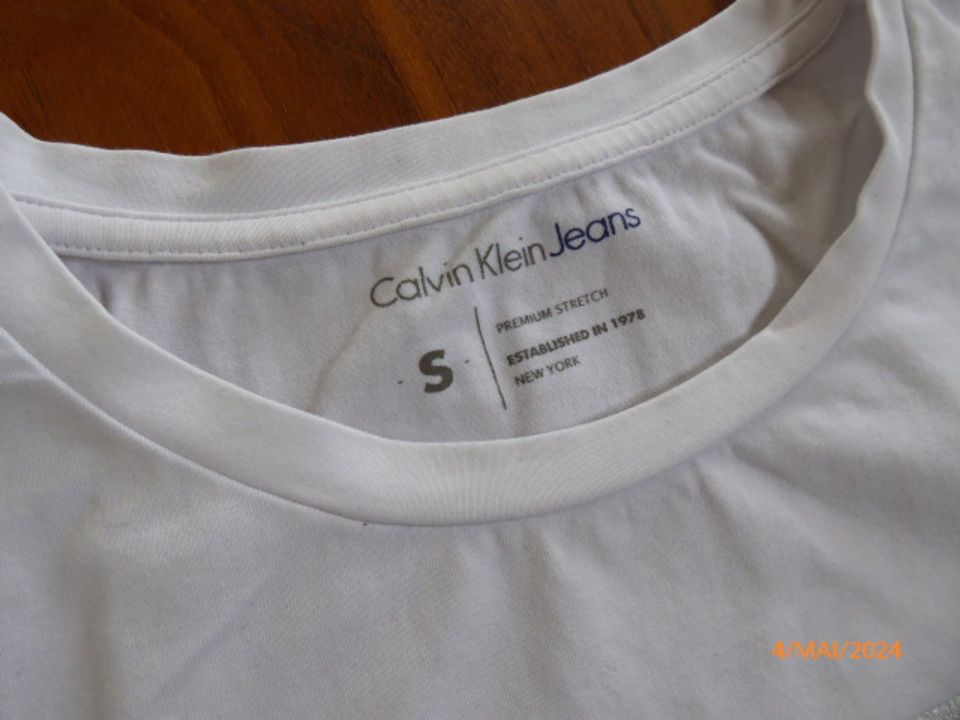 CALVIN KLEIN - CK - T-Shirt Top Kurzarm weiß Gr. 36 / S -NEU- in Ehrenkirchen