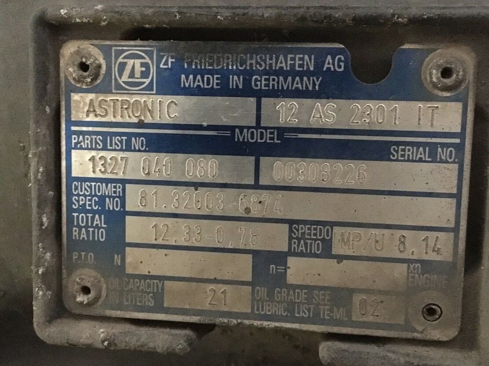 Automatikgetriebe MAN TGA ZF Astronic 12AS2301IT Retarder in Bünde