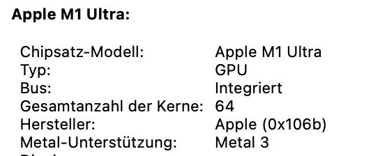 Apple Mac Studio M1 Ultra, 128GB RAM, 2TB Speicher, 20C/64C in Hamburg