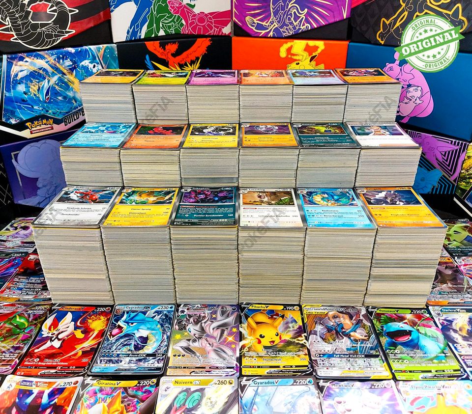 ❇️350 Pokemon-Karten ◇ 1 VMAX/GX/V & 25 seltene Holos, Rares | Pikachu Evoli Set⭐️ 100% Original Set | Pokémon-Karten Sammlung EX/VSTAR Ab 2 Mew 3 Mewtu 4 Glurak Booster Geschenk Sammel-Karten✅️ in Idar-Oberstein