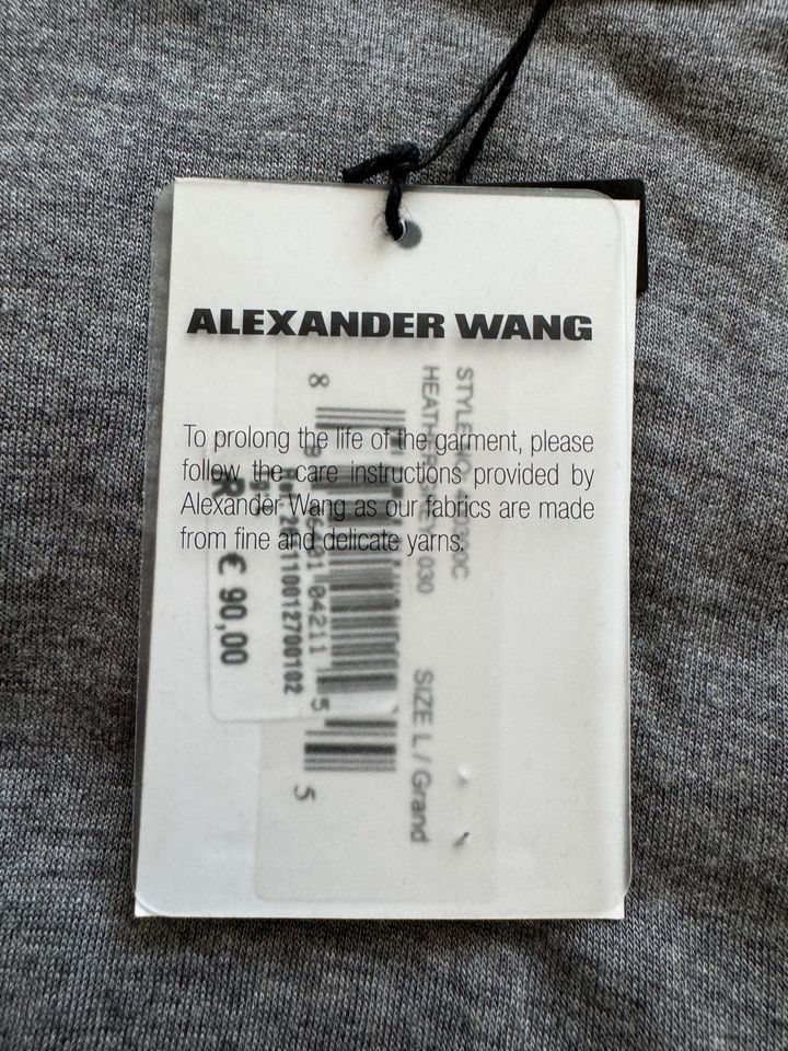 Alexander Wang grau Basic Langarm Shirt Rayon Luxus L Damen Plein in Köln