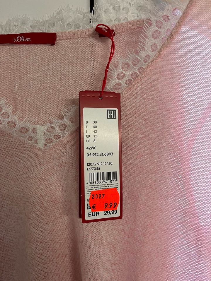 Pullover mit spitze rosa s.Oliver 38 M neu mit Etikett in Geseke