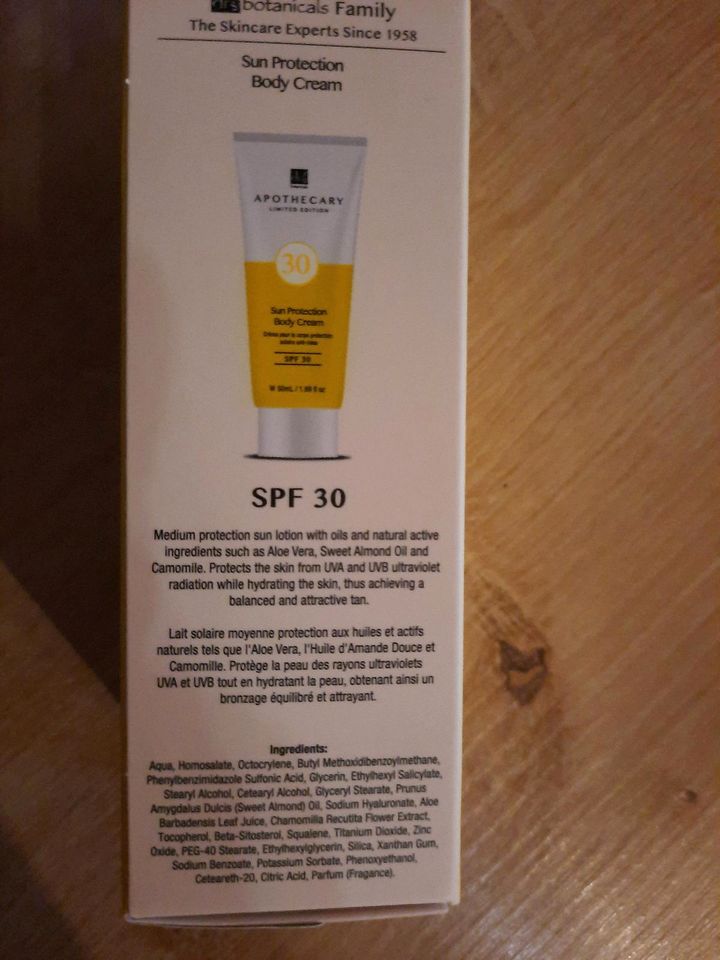 Apothecary Sun Protection Body Cream in Brücken (bei Birkenfeld)