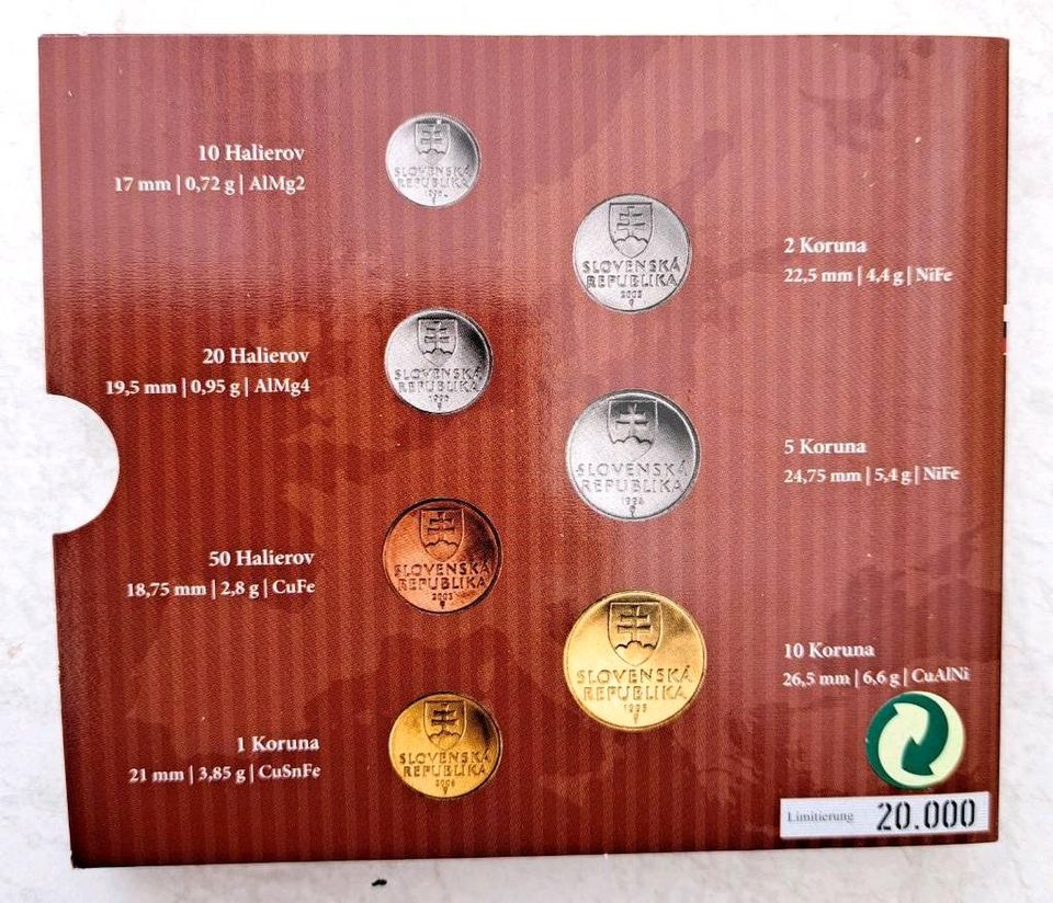 Slowakei Krone Euro, Münzen-Satz, Sammlung, Numismatik in Aachen