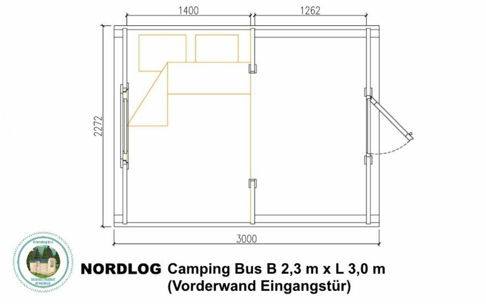 NordLog CAMPING BUS 2,3 x 3,0m CAMPINGHAUS GARTENHAUS FERIENHAUS in Weil der Stadt