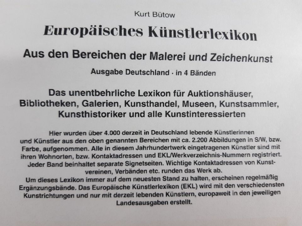 Europäisches Künstlerlexikon 4 Bände Kurt Bütow ISBN 3931236005 in Schneeberg