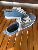 Sneaker, blauer Stoff, Größe 39.5/40neuwertig! Bayern - Großweil Vorschau