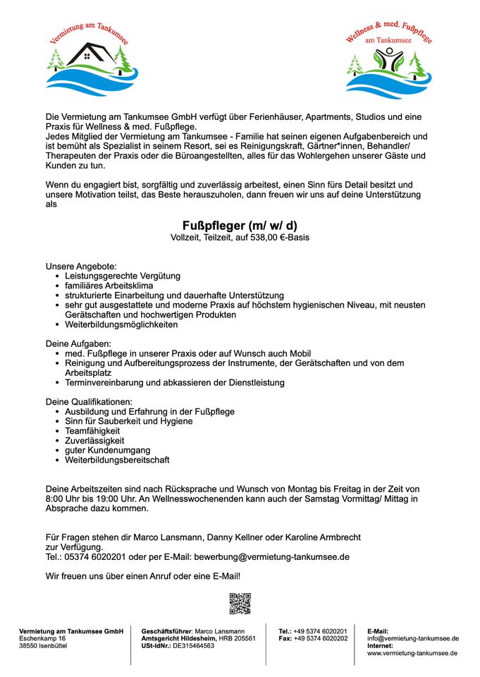 Fußpfleger (w/ m/ d) in Isenbüttel