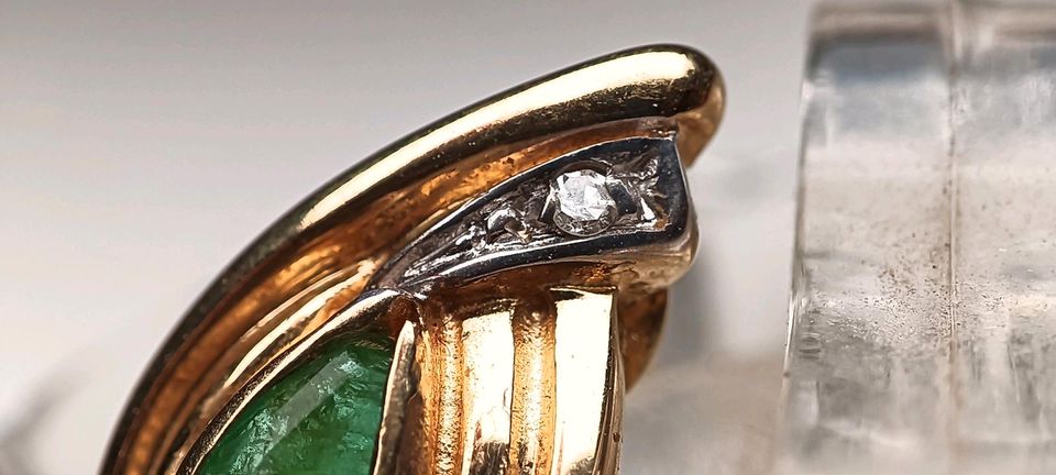 Große Smaragd Diamant Ohrstecker 585 Gold 14 k Ohrringe in Reinstorf