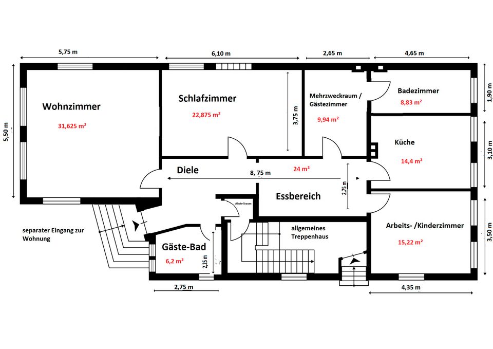 Wohnen wie im Haus! Großzügige Erdgeschosswohnung mit eigenem Eingang + Gartenanteil nähe Bärenloch in Solingen