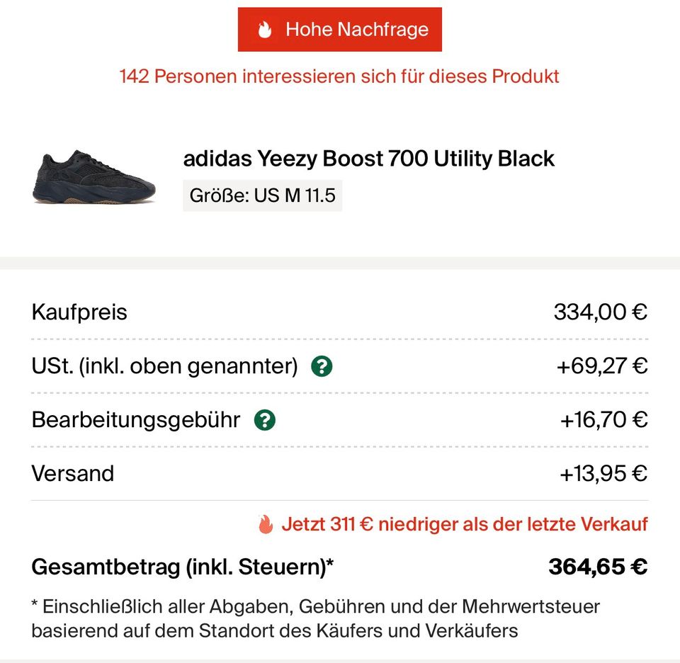 Adidas Yeezy Boost 700 Utility Black EU46 (US11,5) in München