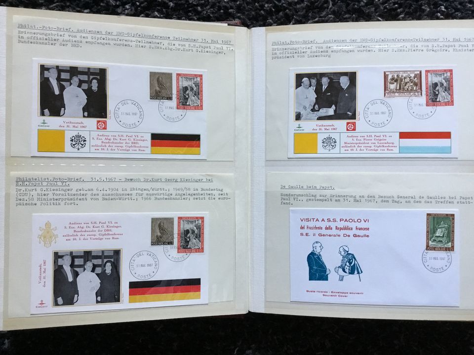 BRIEFMARKEN, Ersttagsbriefe 1967-69, Vatikan, Papst Paul VI., Alb in Bergisch Gladbach