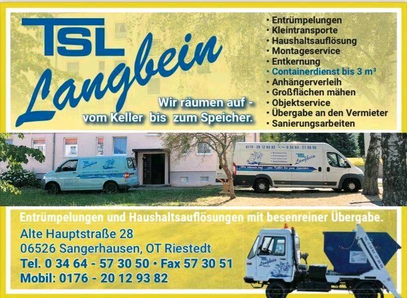 Haushaltsauflösung, Entrümpelung, Sperrmüll Beseitigung Langbein in Sangerhausen