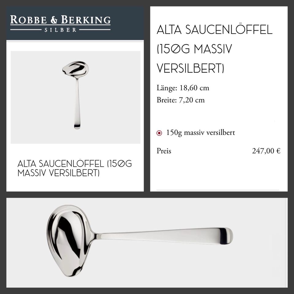 Robbe und Berking R&B Alta Gemüselöffel Nr. 2 Silber 150 & mehr in Düsseldorf