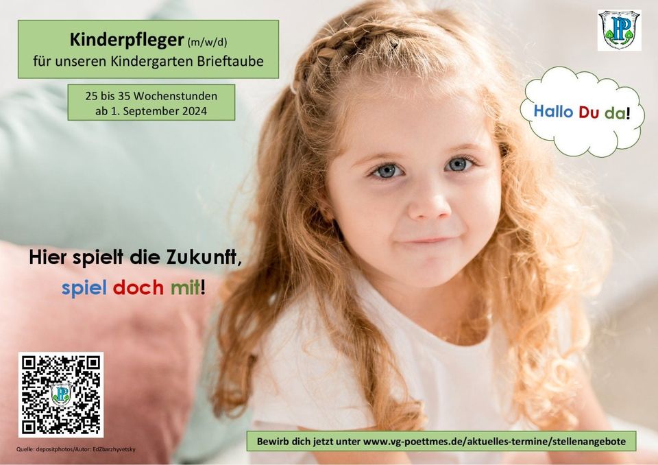 Kinderpfleger (m/w/d) für unseren Kindergarten Brieftaube in Pöttmes