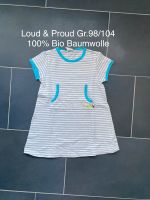 Loud + Proud Kleid T-Shirt Gr. 98 104 grau weiß gestreift Niedersachsen - Bohmte Vorschau
